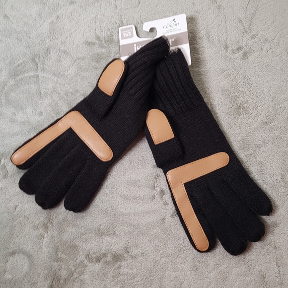 Isotoner Womans Lightweight SmartDri SmarTouch Screen Cold Weather Gloves Black - Picture 3 of 8